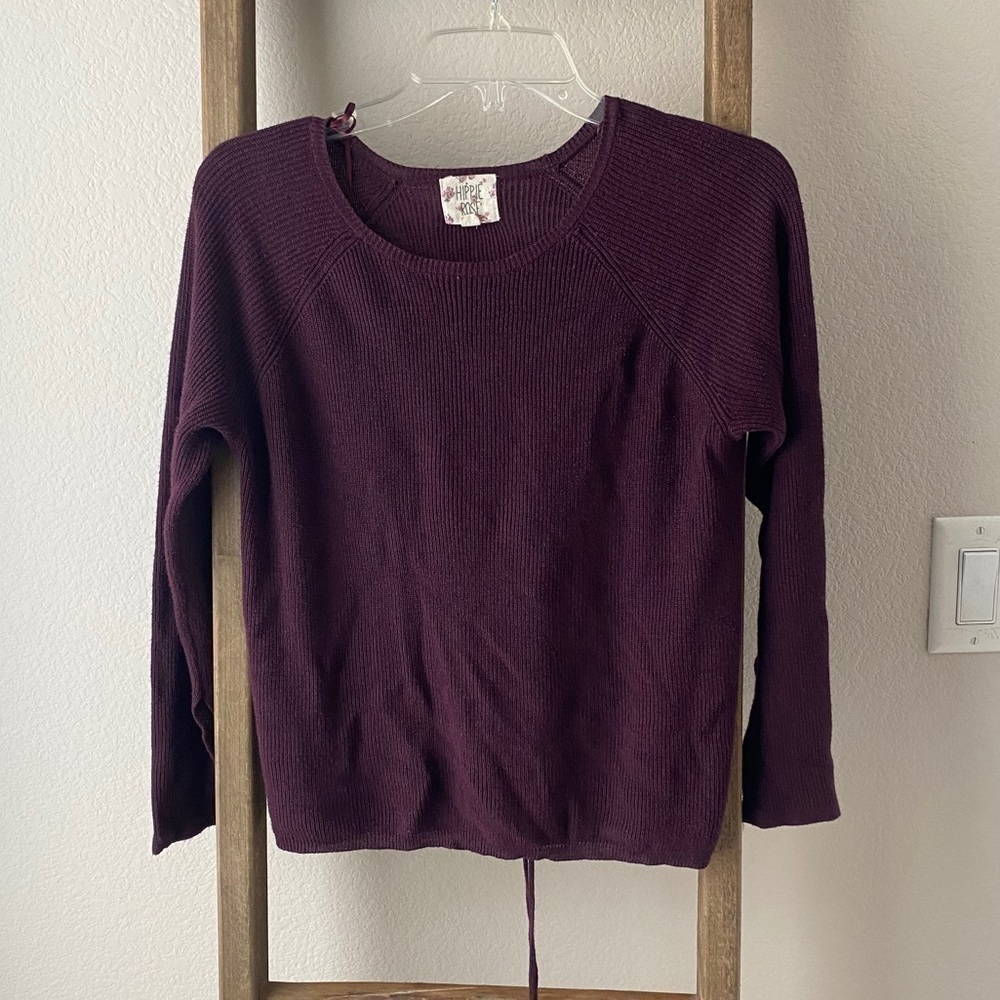 Hippie Rose - maroon sweater lace up detail
